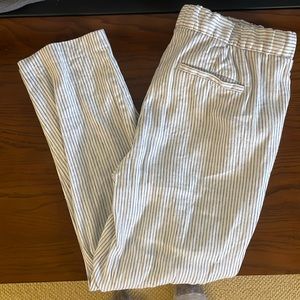 Striped linen cropped pants